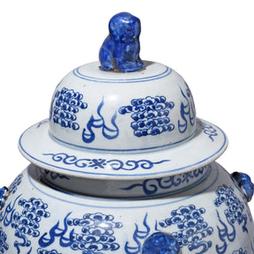 Blue & White Porcelain Temple Jar - Dragon Design