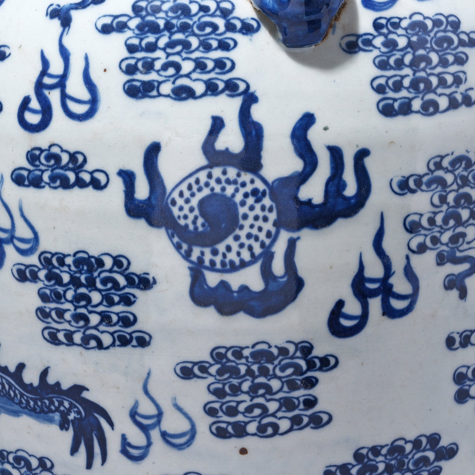 Blue & White Porcelain Temple Jar - Dragon Design