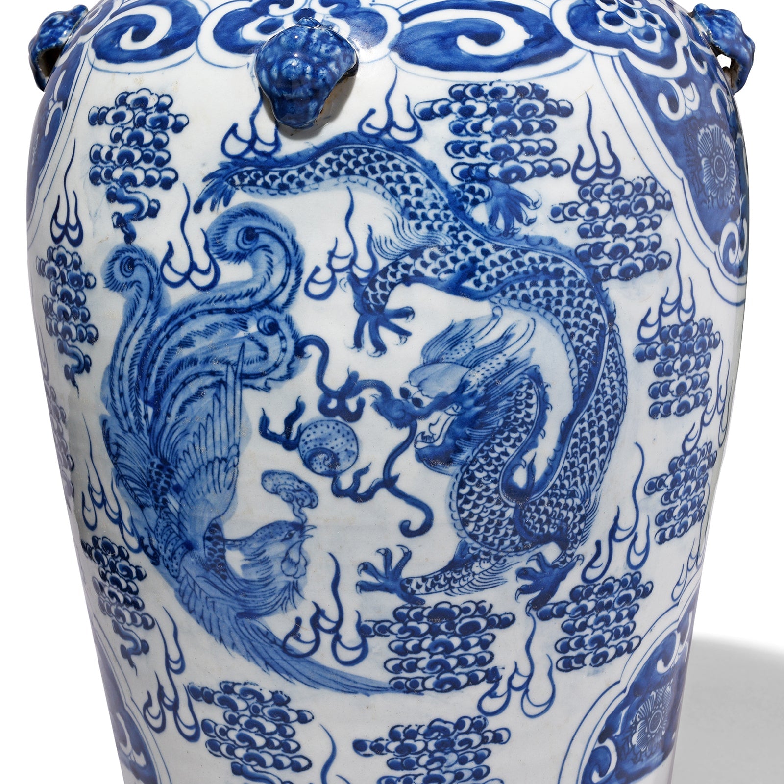 Blue & White Porcelain Temple Jar - Mythical Creatures