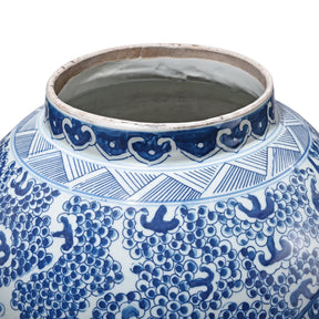 Blue & White Porcelain Temple Jar - Phoenix In Blossoms