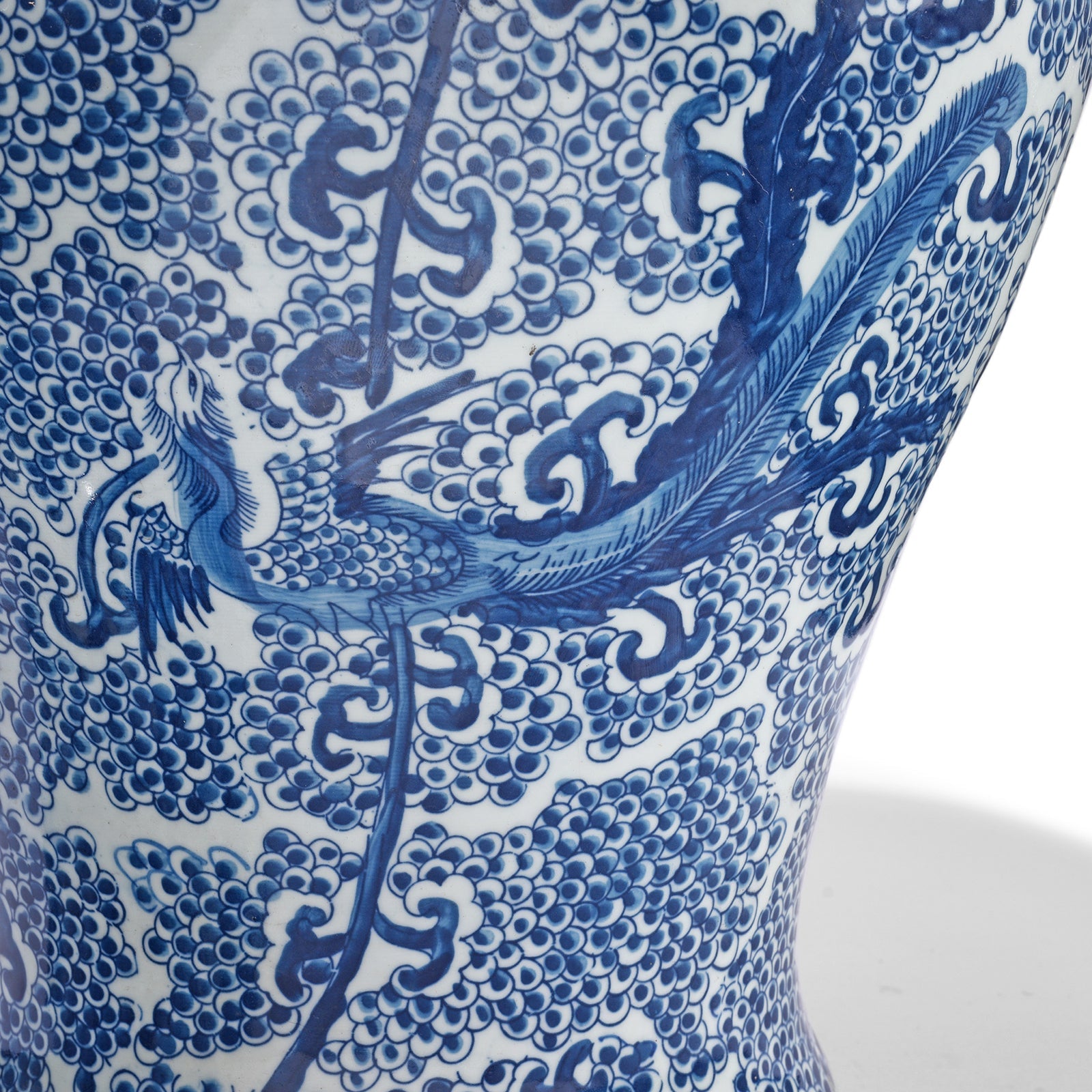 Blue & White Porcelain Temple Jar - Phoenix In Blossoms