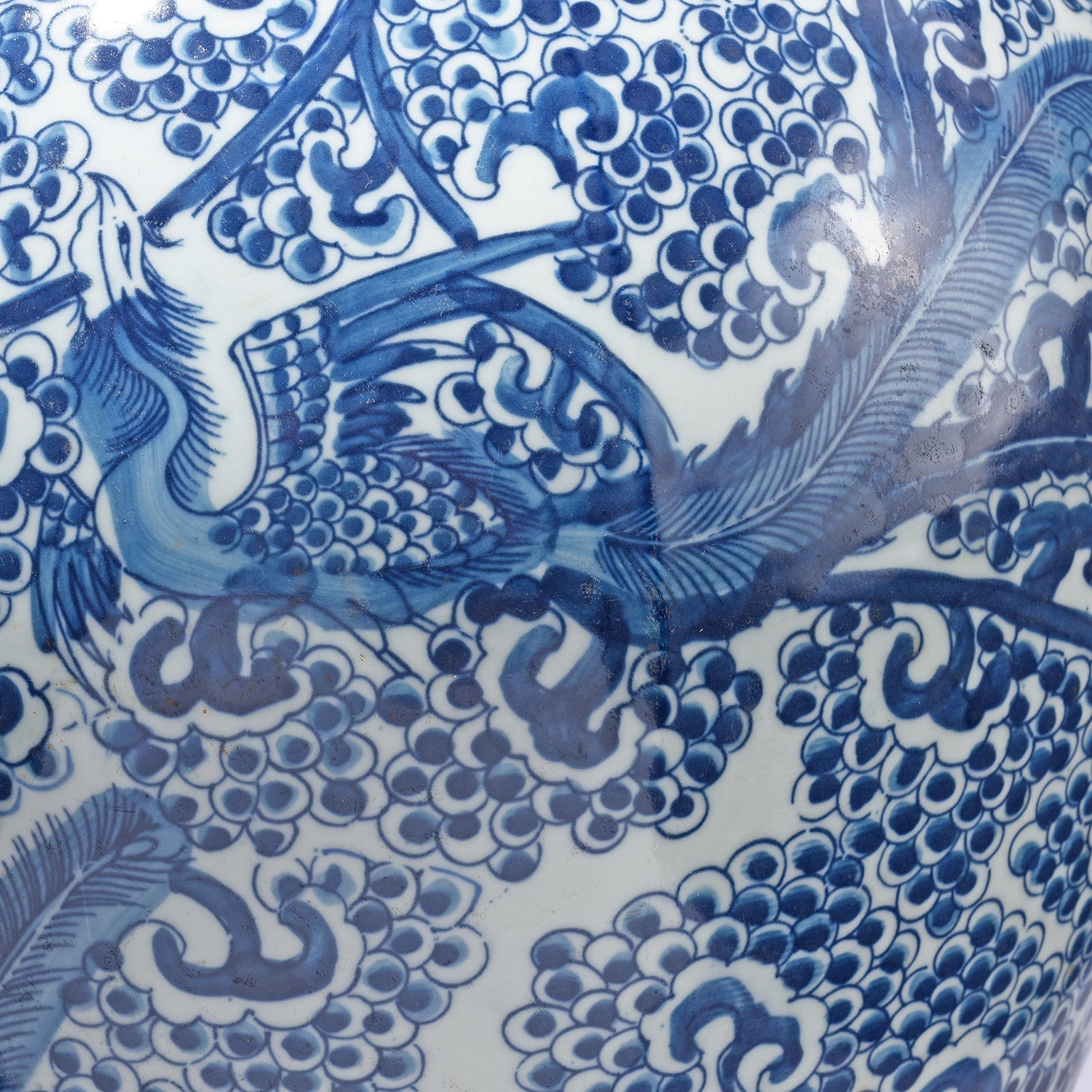 Blue & White Porcelain Temple Jar - Phoenix In Blossoms