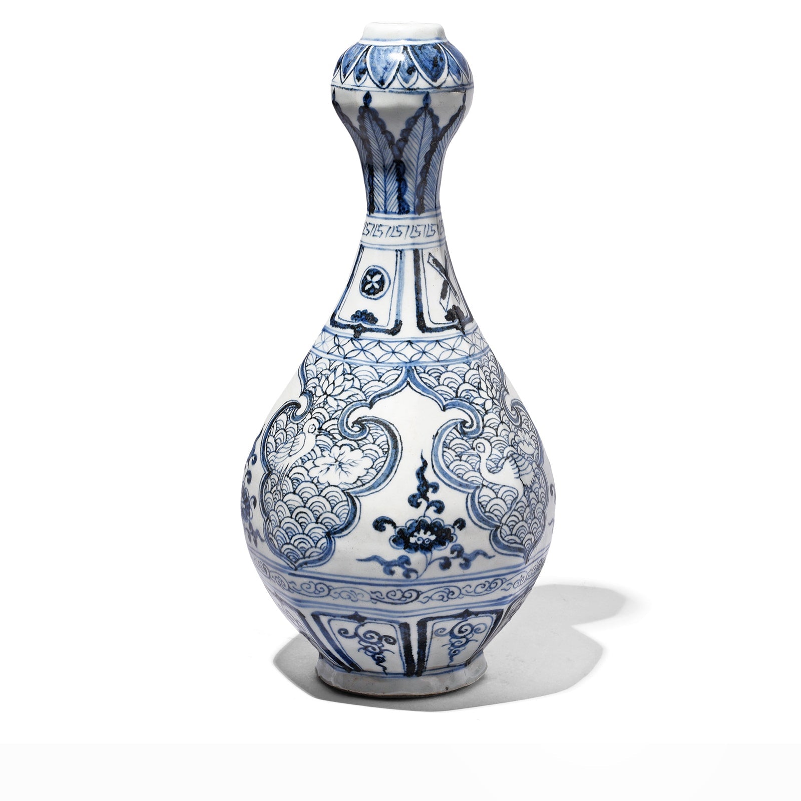Blue & White Porcelain Garlic Mouth Vase
