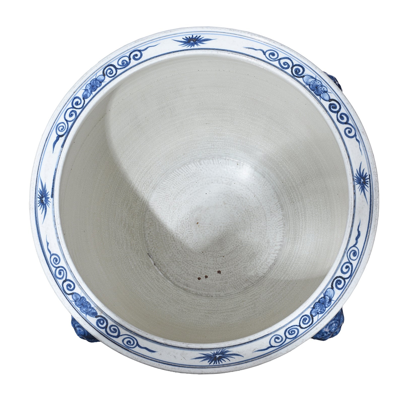 Blue & White Porcelain Fish Bowl Planter - Pastoral Scene