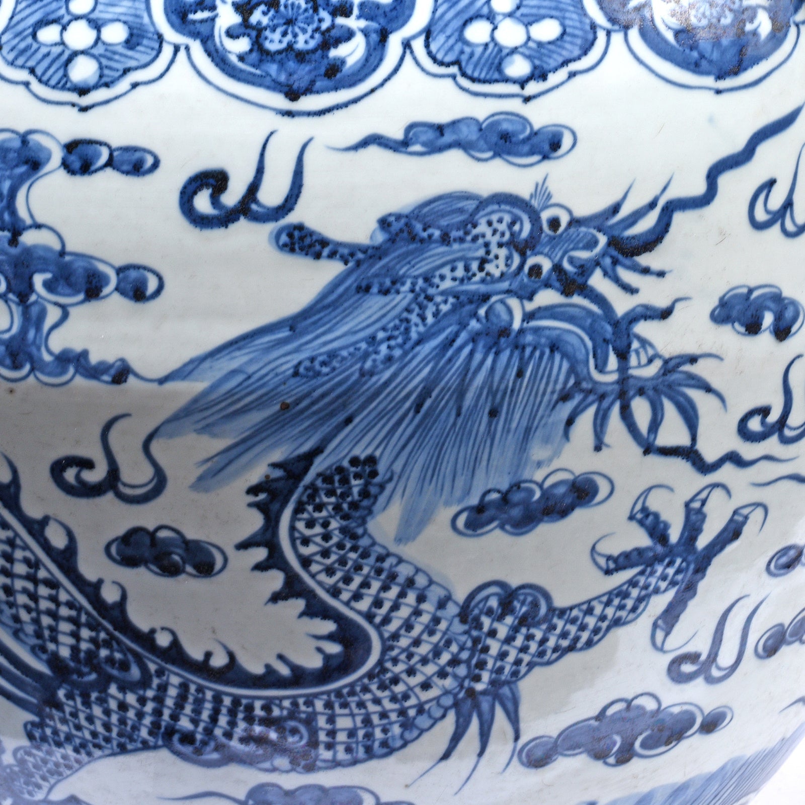 Blue & White Porcelain Fish Bowl Planter - Dragon