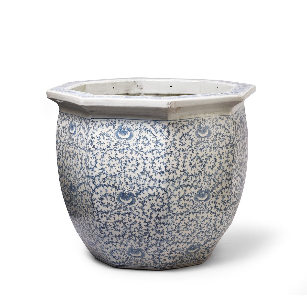 Blue & White Porcelain Octagonal Planter