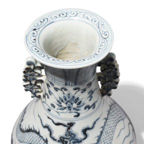 Blue & White Porcelain Flower Vase - Dragon