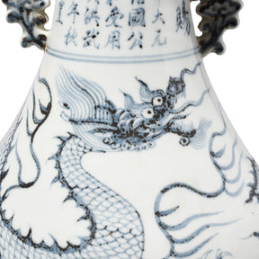 Blue & White Porcelain Flower Vase - Dragon