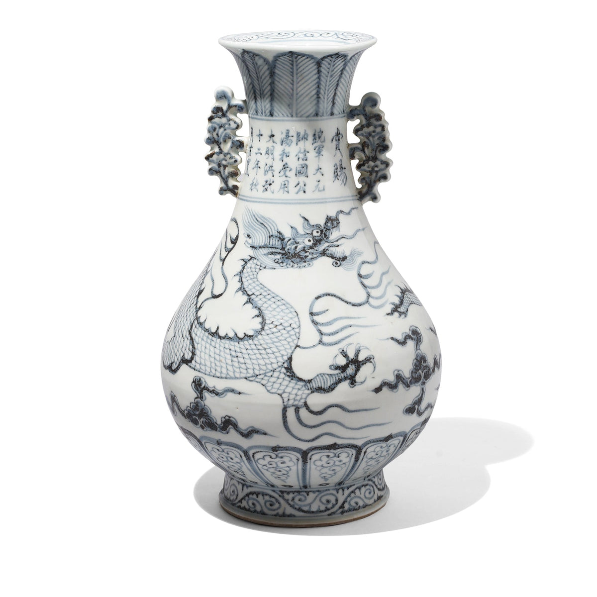 Blue & White Porcelain Flower Vase - Dragon