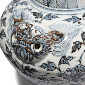Hongwu Blue & White Porcelain Lidded Wine Jar - Peonies & Phoenix