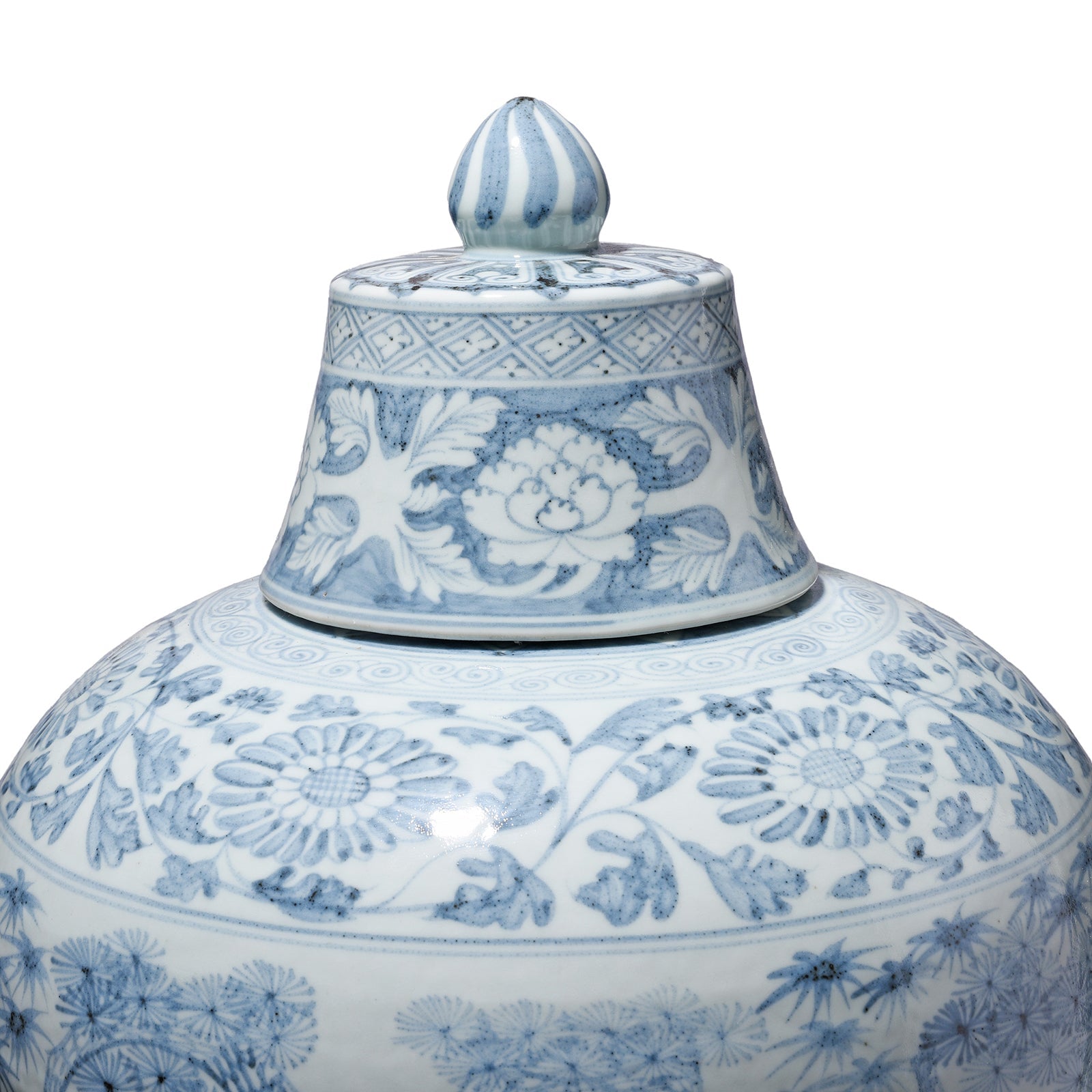 Blue & White Porcelain Temple Jar - Four Tree Design