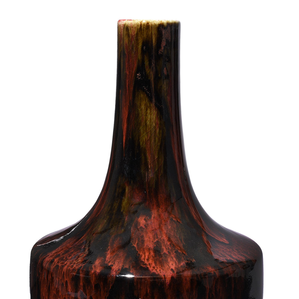 Yaobian Dark Red Flambe Porcelain Mallet Vase