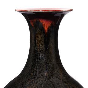 Yaobian Dark Red Flambe Porcelain Flower Vase