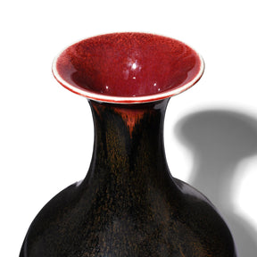 Yaobian Dark Red Flambe Porcelain Flower Vase