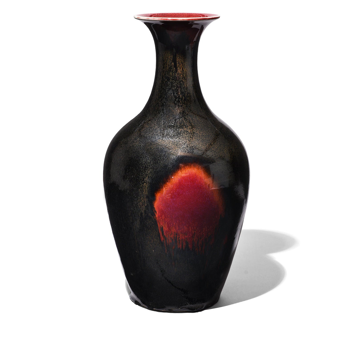 Yaobian Dark Red Flambe Porcelain Flower Vase