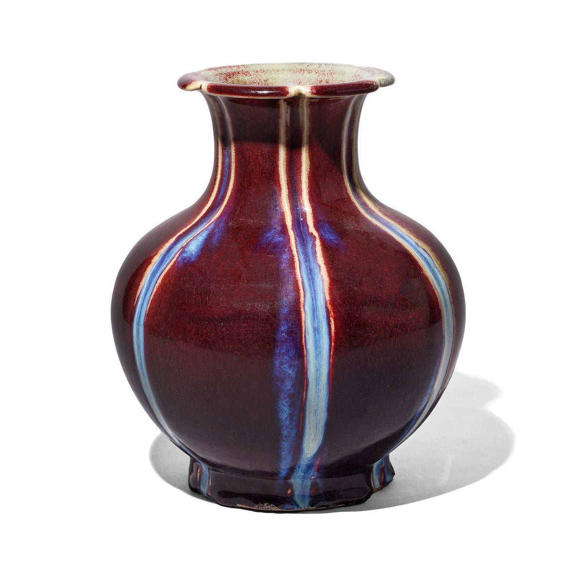 Yaobian Ice Red Flambe Porcelain Flower Vase