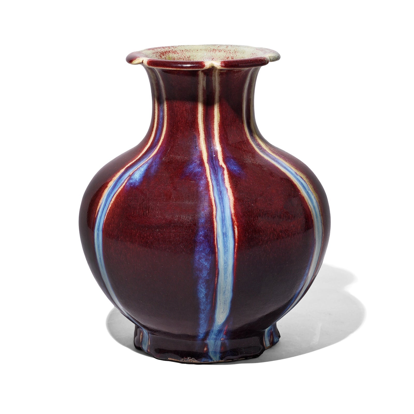 Yaobian Ice Red Flambe Porcelain Flower Vase