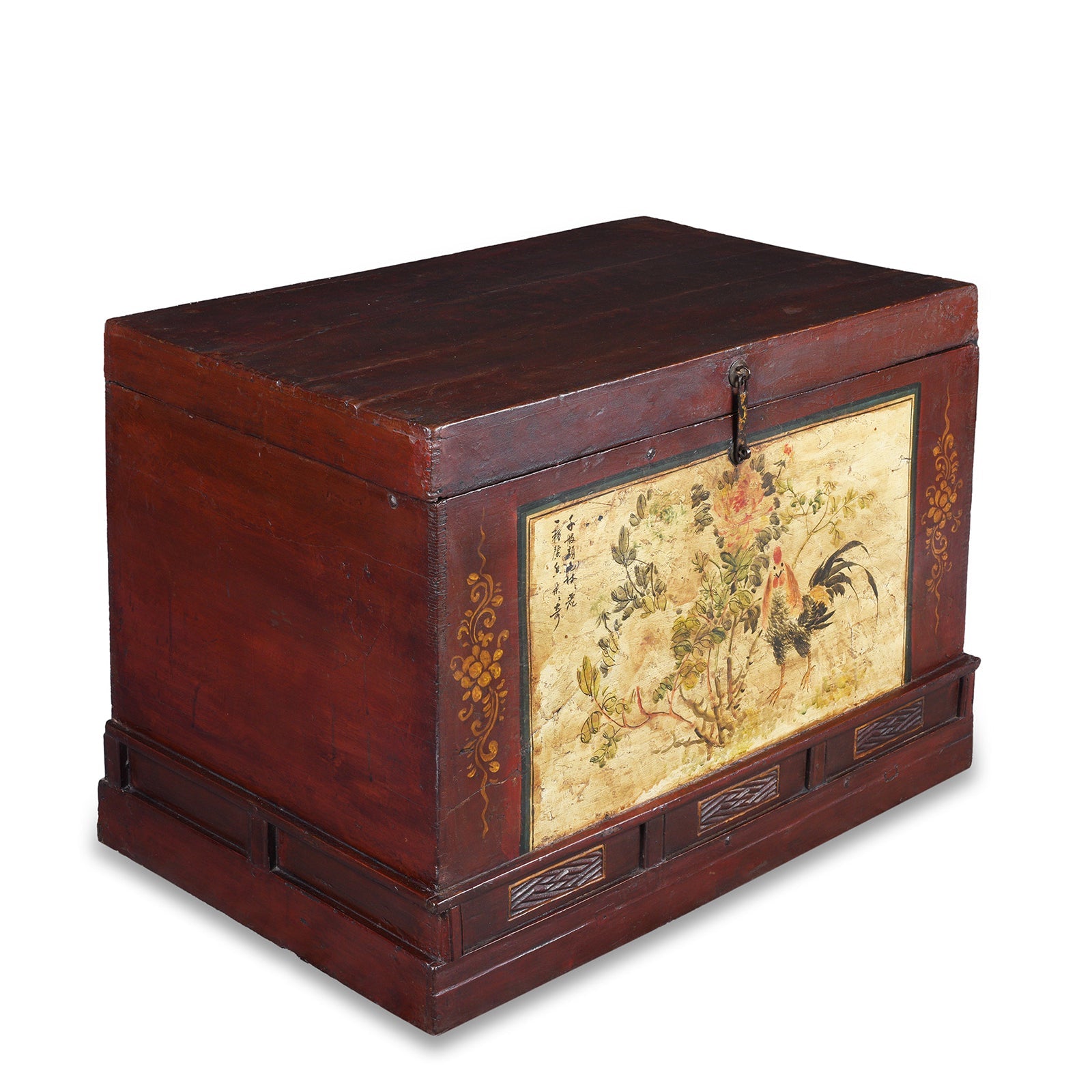 Red Painted Opera Chest From Shanxi - Ca 1900