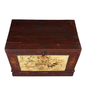 Red Painted Opera Chest From Shanxi - Ca 1900