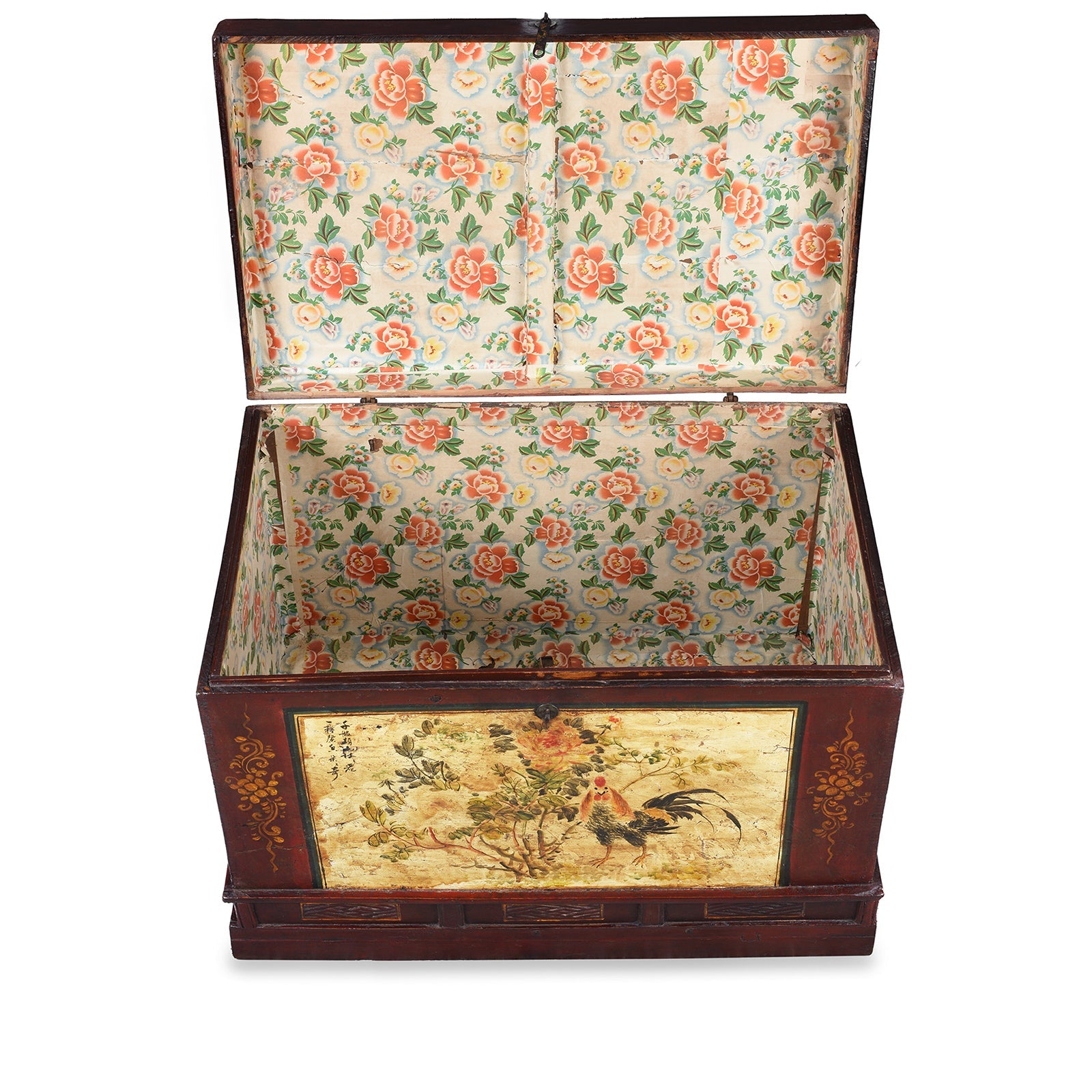 Red Painted Opera Chest From Shanxi - Ca 1900