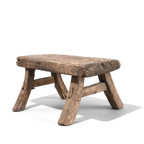 Rustic Low Farmhouse Stool From Shanxi - 19th Century