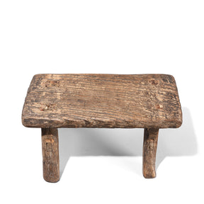 Rustic Low Farmhouse Stool From Shanxi - 19th Century