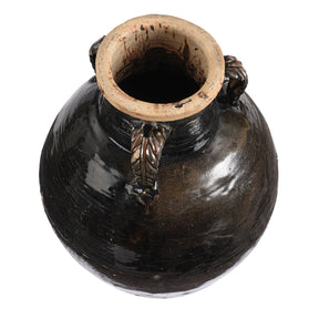 Black Glazed Stoneware Wine Jar From Hebei - 19th Century