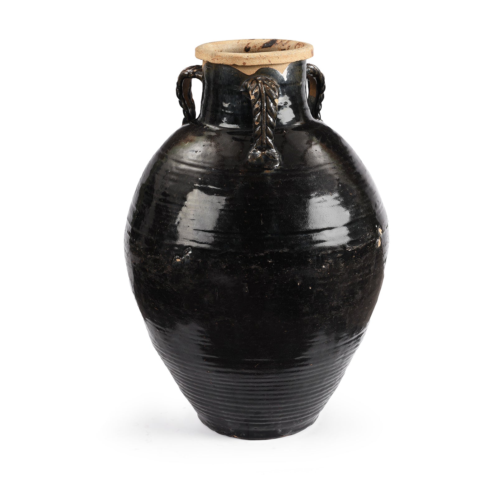 Black Glazed Stoneware Wine Jar From Hebei - 19th Century