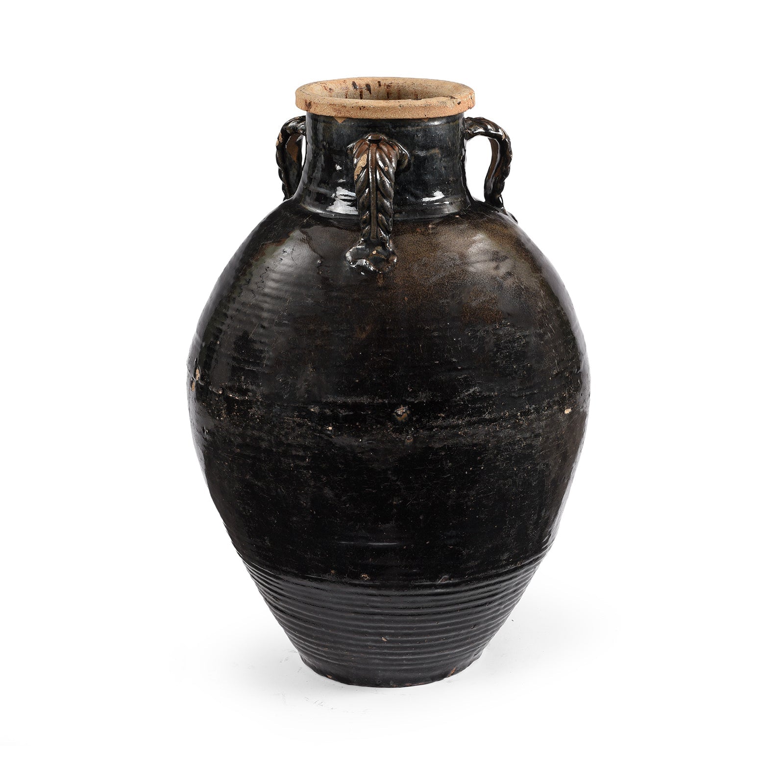 Black Glazed Stoneware Wine Jar From Hebei - 19th Century
