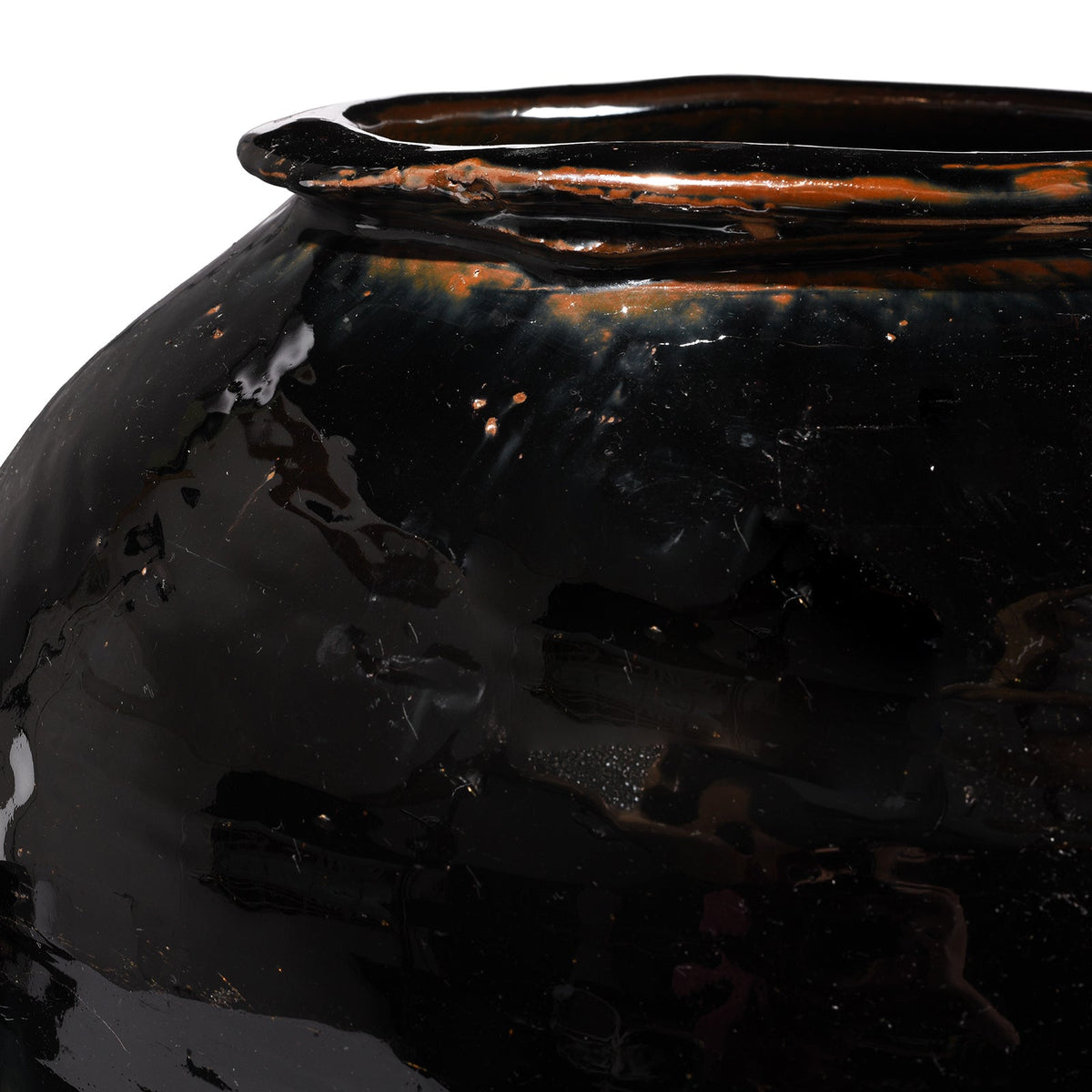 Black Glazed Wine Jar From Hebei - 19th Century