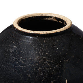 Black Glazed Stoneware Cizhou Wine Jar From Hebei - 19th Century