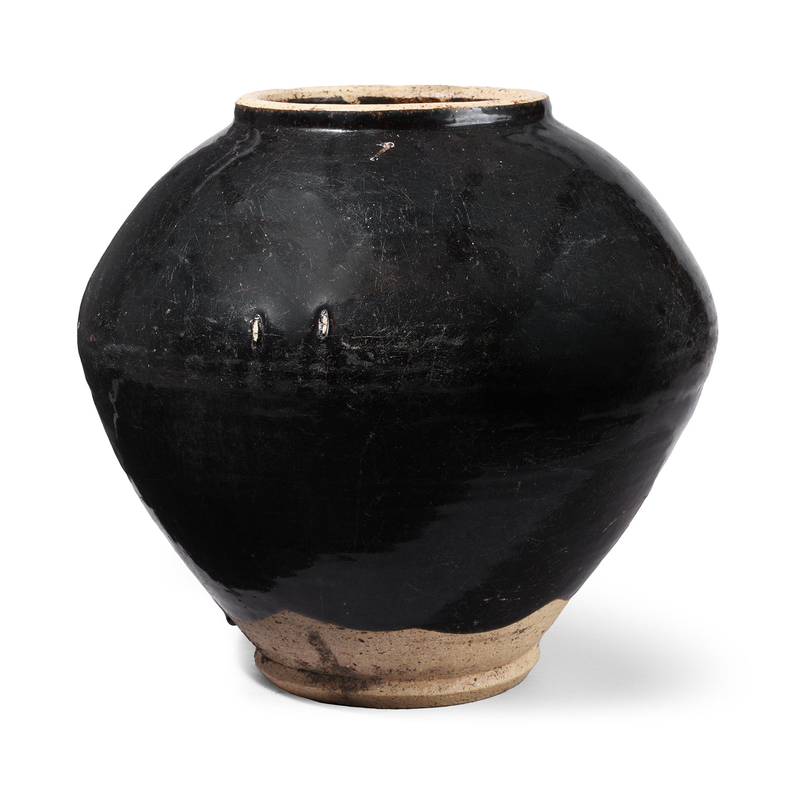 Black Glazed Stoneware Cizhou Wine Jar From Hebei - 19th Century