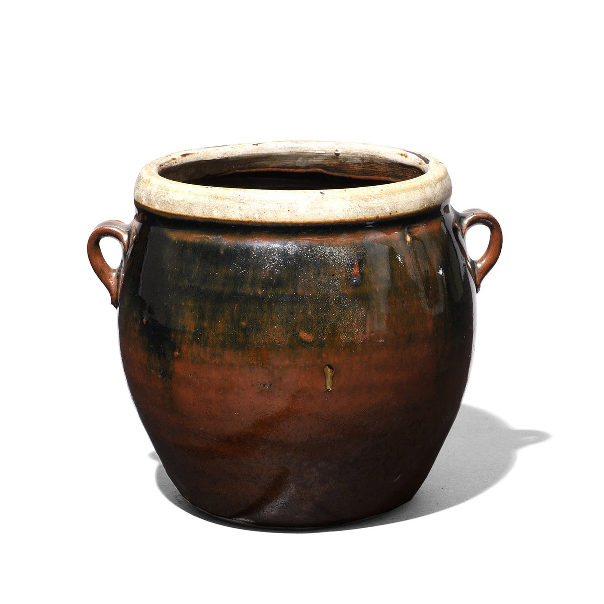 Black Glazed Stoneware Rice Storage Jar - 19th Century