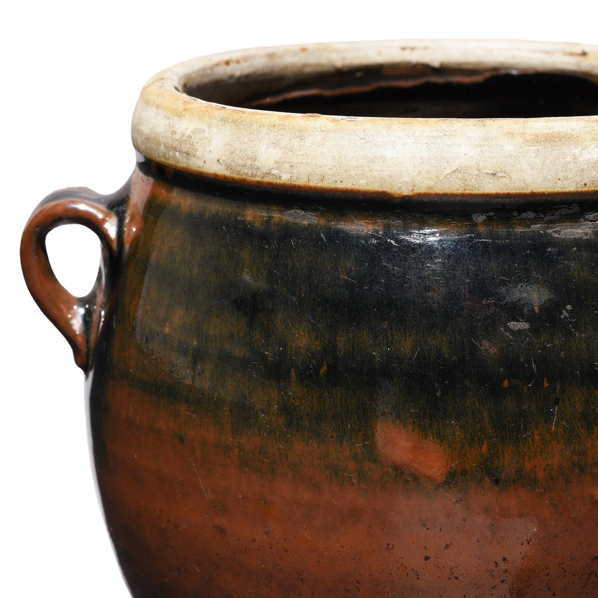 Black Glazed Stoneware Rice Storage Jar - 19th Century