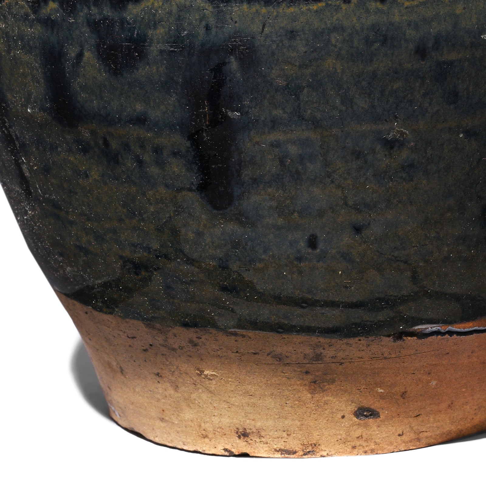 Black Glazed Stoneware Rice Storage Jar - 19th Century