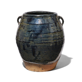 Black Glazed Stoneware Rice Storage Jar - 19th Century