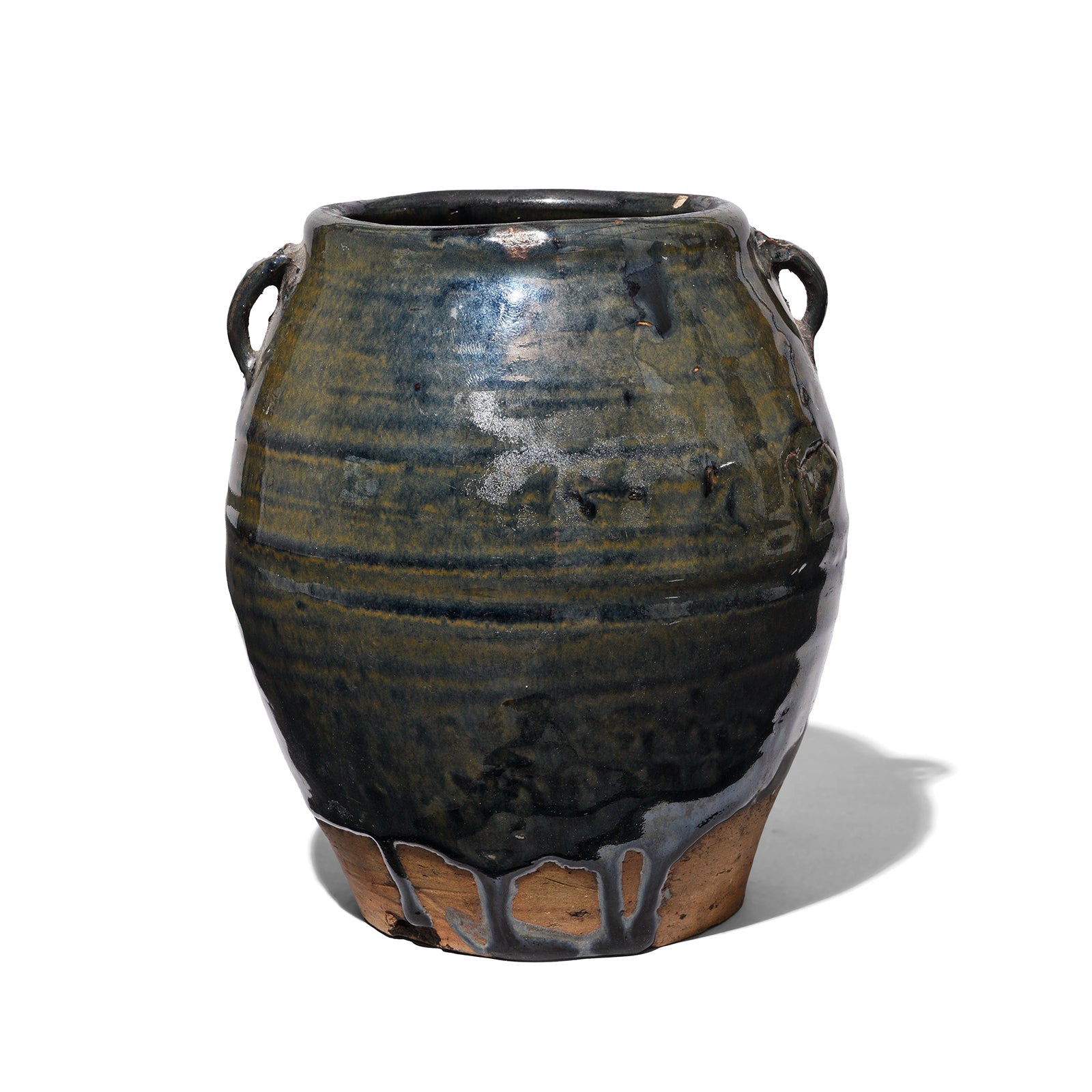 Black Glazed Stoneware Rice Storage Jar - 19th Century