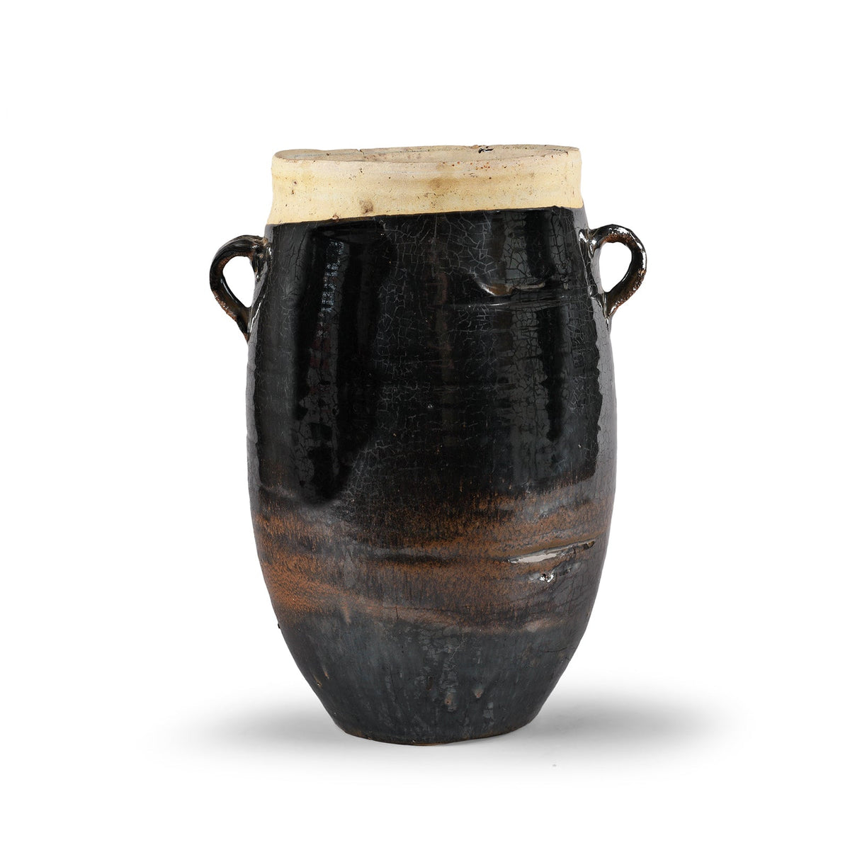 Black Glazed Stoneware Urn From Hebei - 19th Century