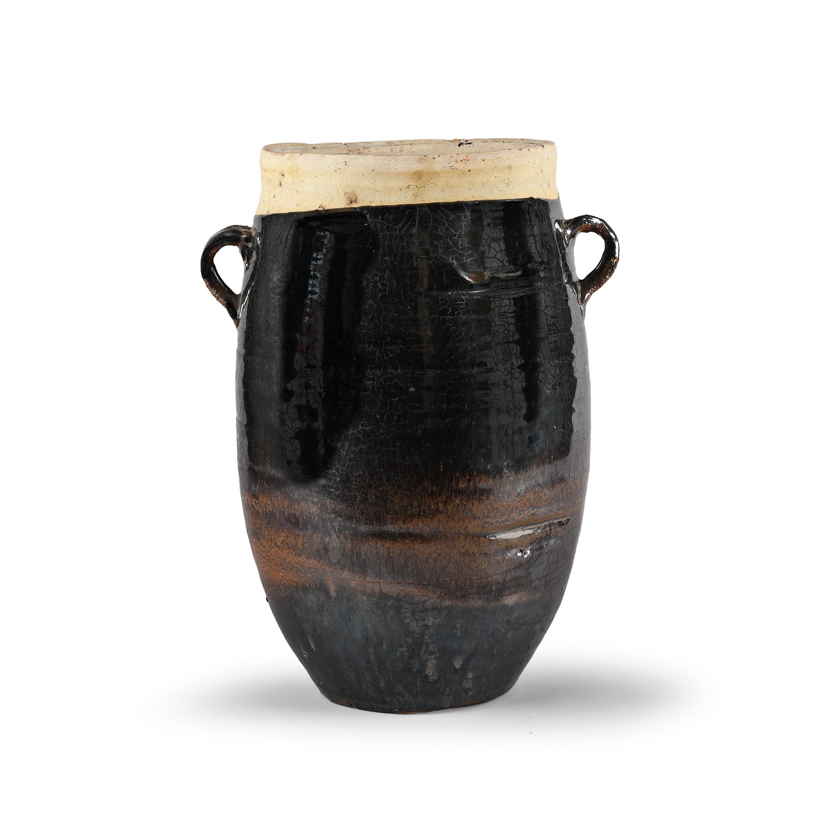 Black Glazed Stoneware Urn From Hebei - 19th Century