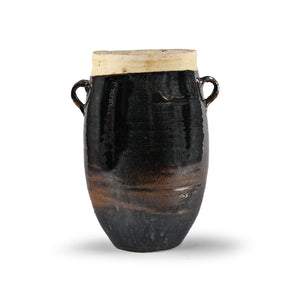 Black Glazed Stoneware Urn From Hebei - 19th Century