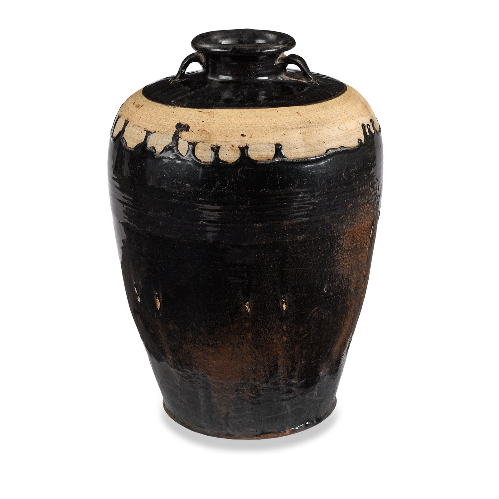Black Glaze Wine Jar From Hebei - 19th Century