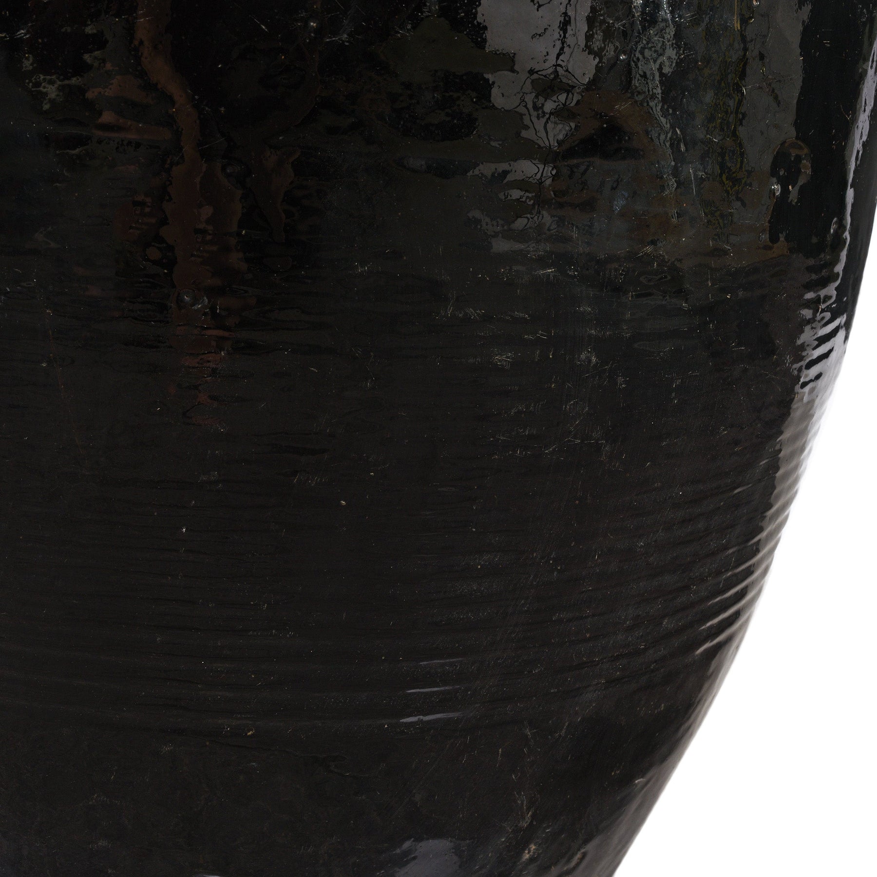 Black Glazed Stoneware Wine Jar From Hebei Province - 19th Century