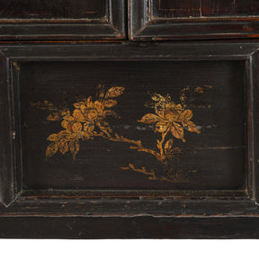 Gilt Black Lacquer Side Cabinet From Shanxi - 19th Century