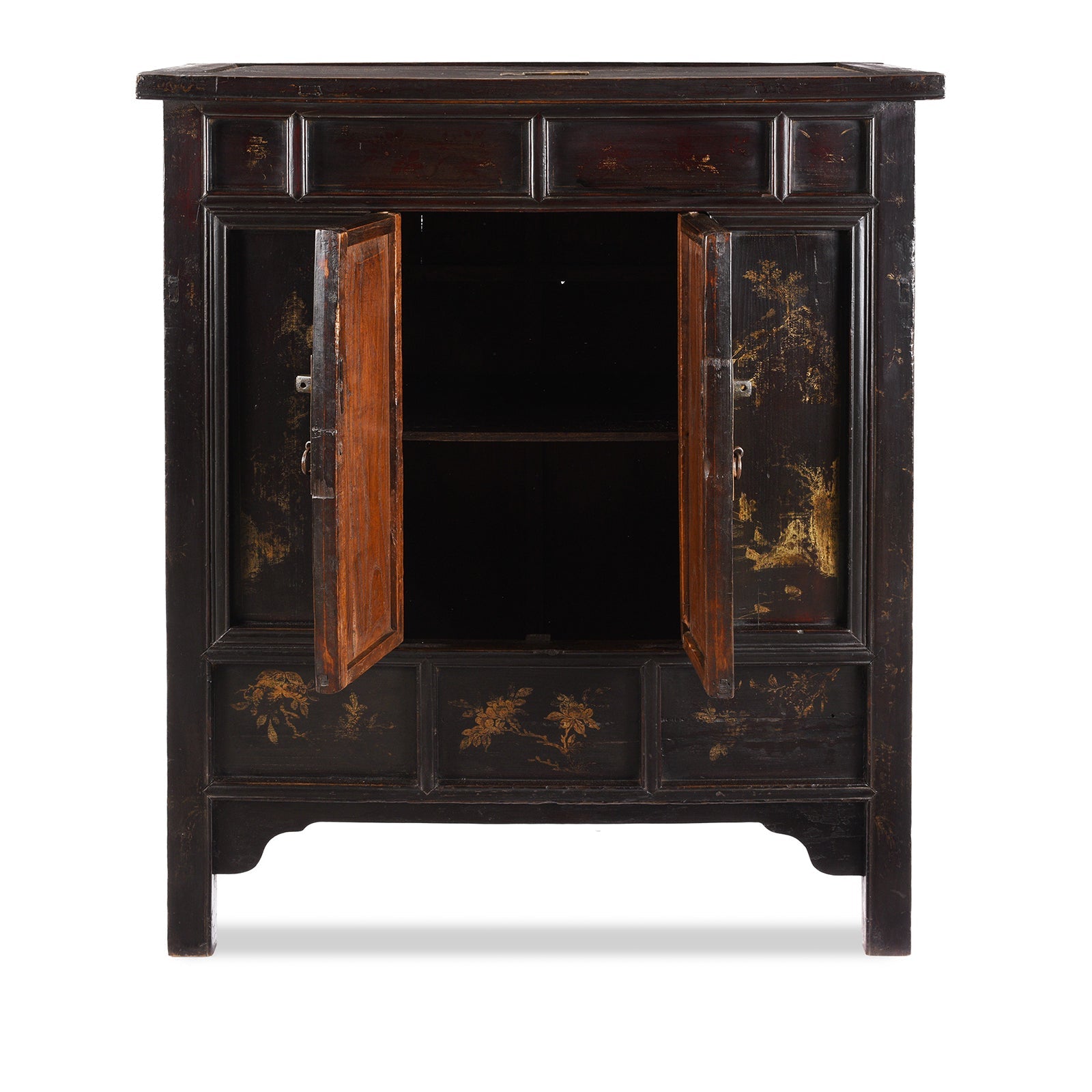 Gilt Black Lacquer Side Cabinet From Shanxi - 19th Century