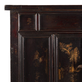 Gilt Black Lacquer Side Cabinet From Shanxi - 19th Century