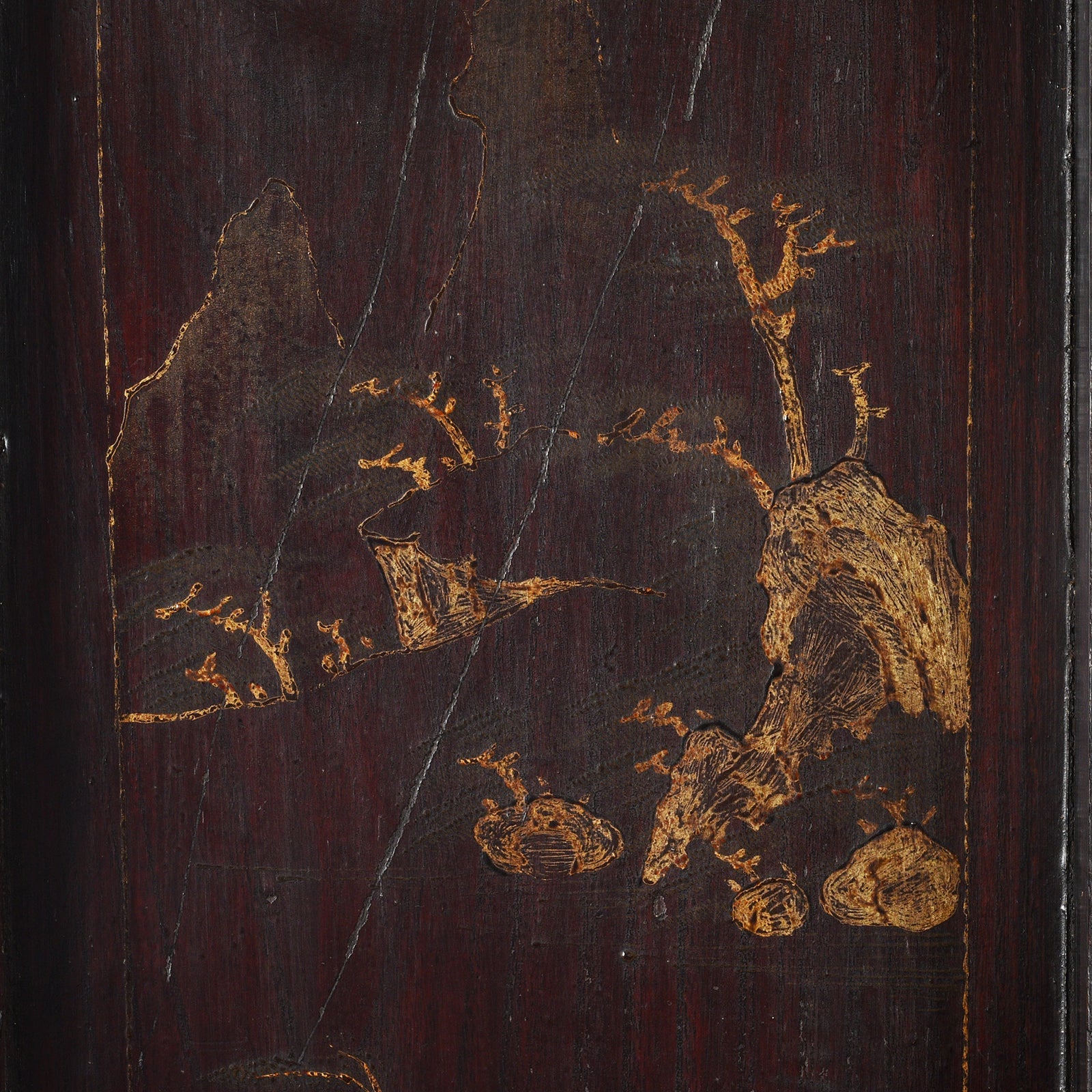 Chinese Black Lacquer Wedding Cabinet From Shanxi  - 19th Century
