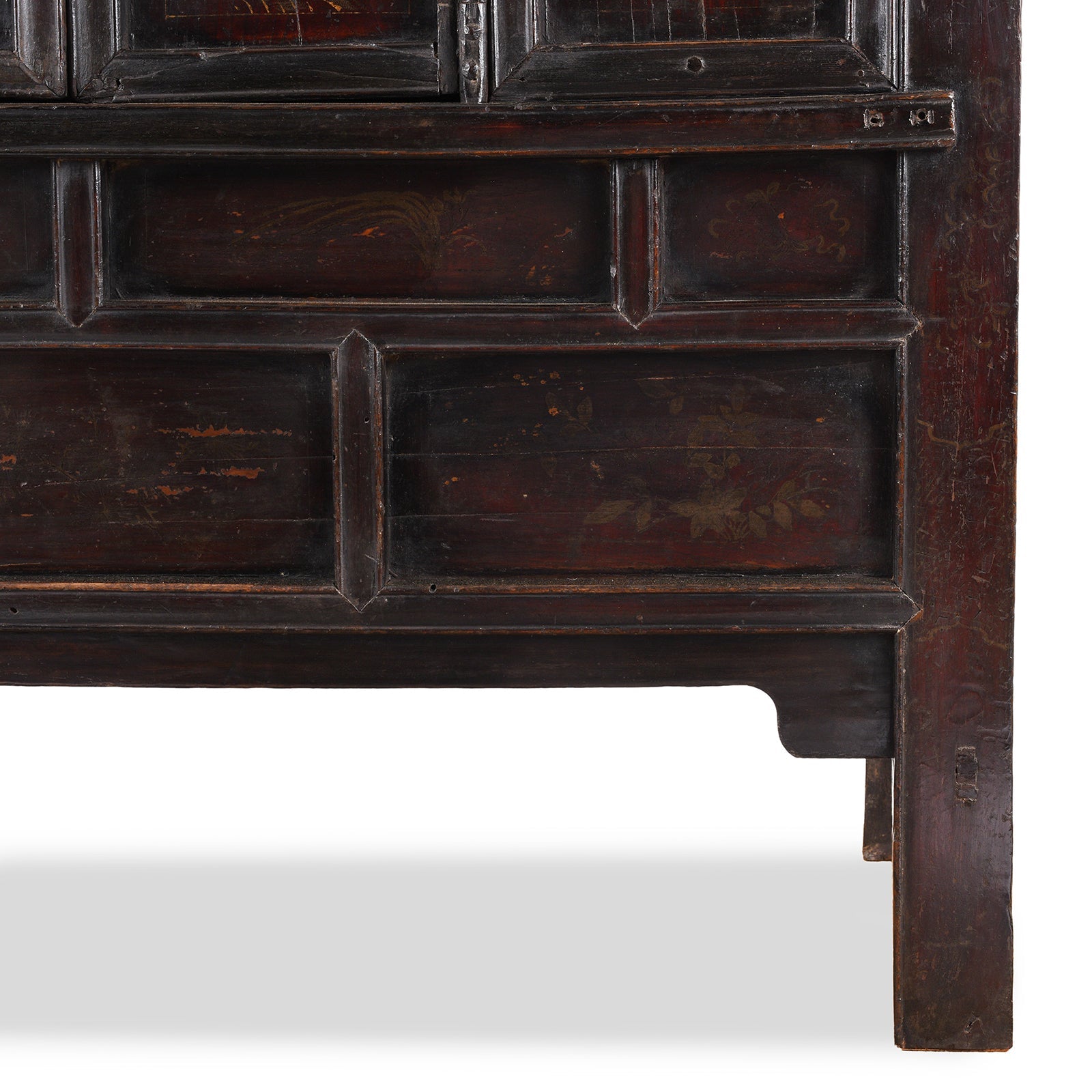 Chinese Black Lacquer Wedding Cabinet From Shanxi  - 19th Century