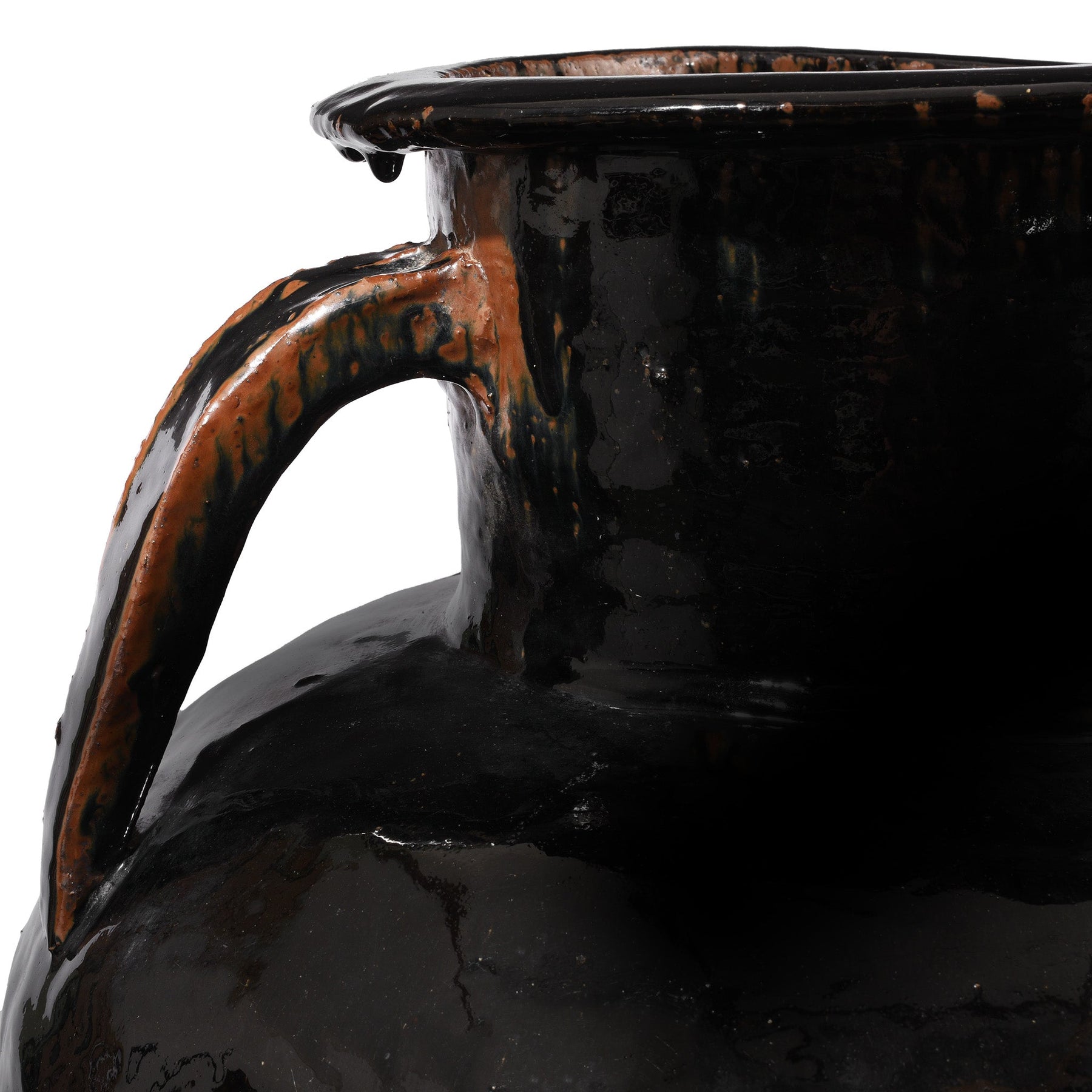 Large Black Glazed Stoneware Wine Jar - 19th Century