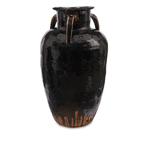 Large Black Glazed Stoneware Wine Jar - 19th Century
