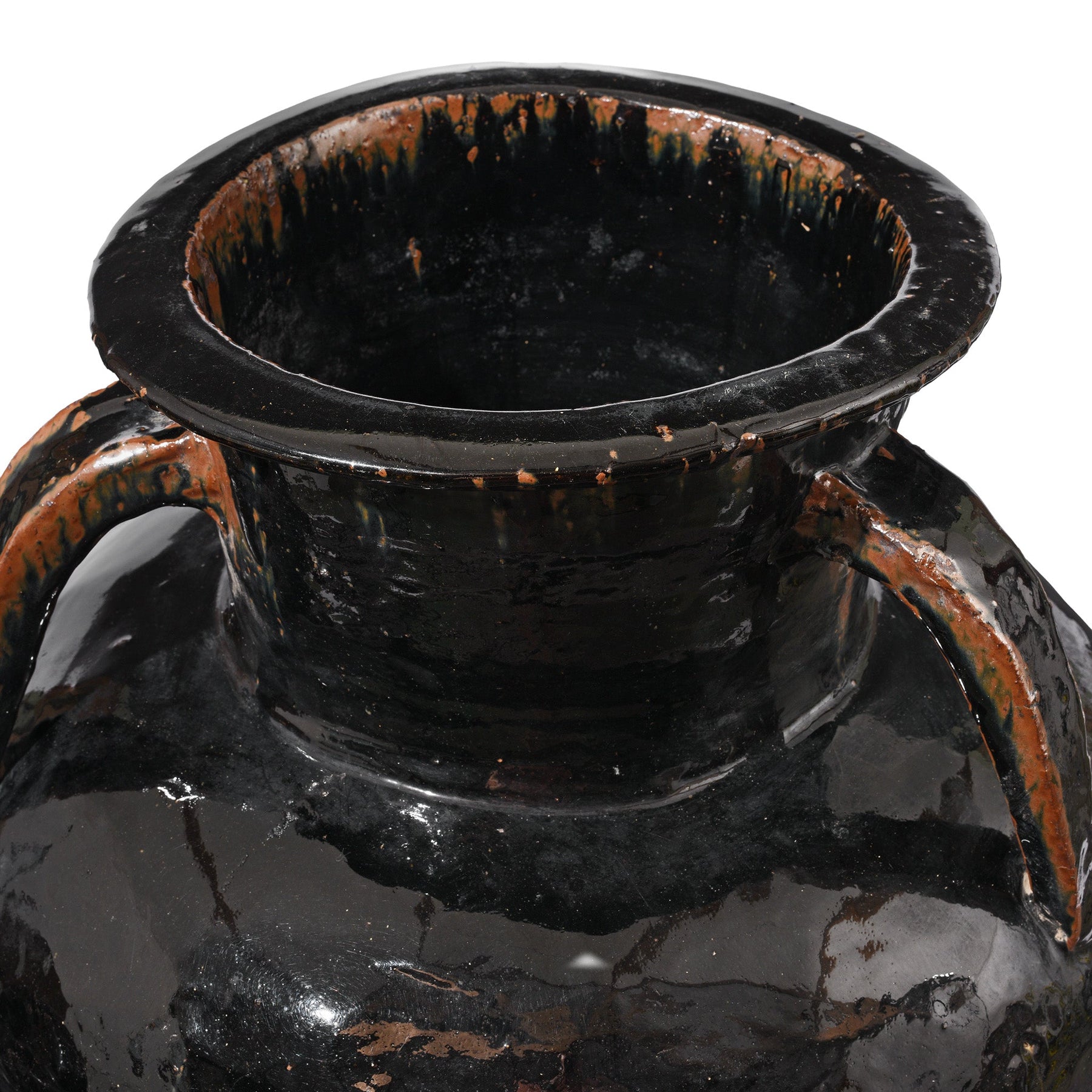 Large Black Glazed Stoneware Wine Jar - 19th Century